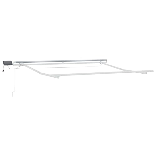 Vopese Manuelle einziehbare Markise mit LED Weiß 300x250 cm, Markisen-Ersatzstoff für Gestell 3x2.5 m Weiß Sonnenschirm Model3330070 von Vopese