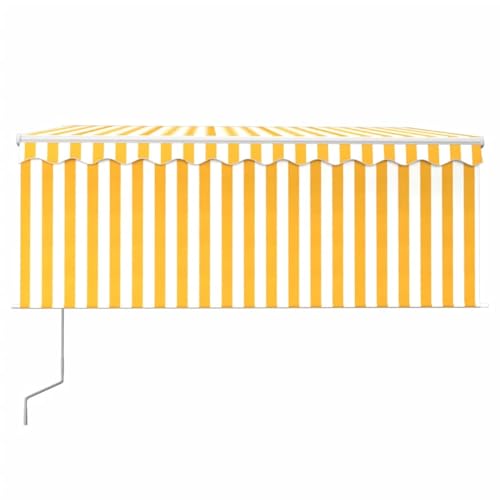 Vopese Markise Automatisch Einziehbar mit Volant 3,5x2,5 m Gelb & Weiß Sonnenschirm Model3069288 von Vopese