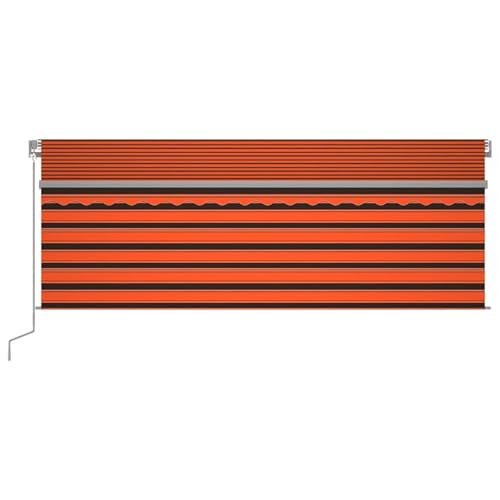 Vopese Markise Manuell Einziehbar mit Rollo & LED 4,5x3 m Orange Braun Sonnenschirm Model3069445 von Vopese
