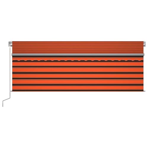 Vopese Markise Manuell Einziehbar mit Rollo & LED 4x3 m Orange Braun Sonnenschirm Model3069425 von Vopese