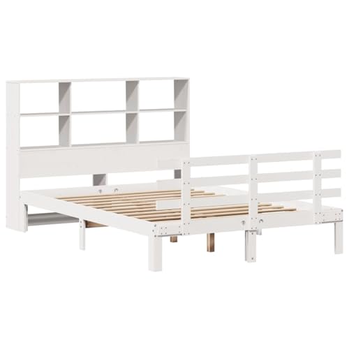 Vopese Massivholzbett mit Regal ohne Matratze Weiß 120x200 cm Kiefer Bett Holz Model3322756 von Vopese