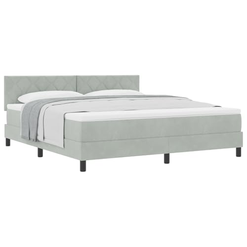 Vopese Modernes Samtbettgestell, hellgrau, Kingsize, für Schlafzimmer, 203x180x88 cm Vopese Modernes Samtbettgestell, hellgrau, Kingsize, für Schlafzimmer, 203x180x88 cm von Vopese