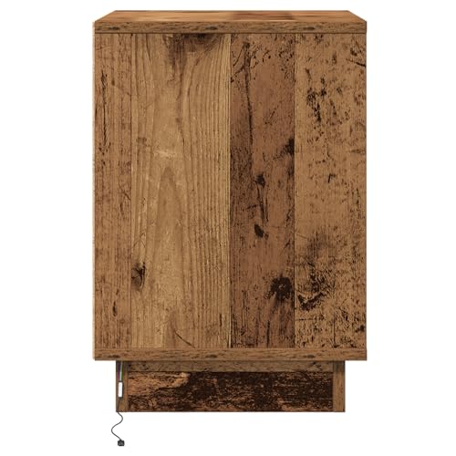 Vopese Nachttisch mit LED-Lichtern Altes Holz 39x34,5x50 cm Nachtschrank Model869606 von Vopese