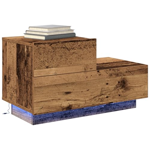 Vopese Nachttisch mit LED-Lichtern Altholz 70 x 36 x 40,5 cm Nachtschrank Model863063 von Vopese