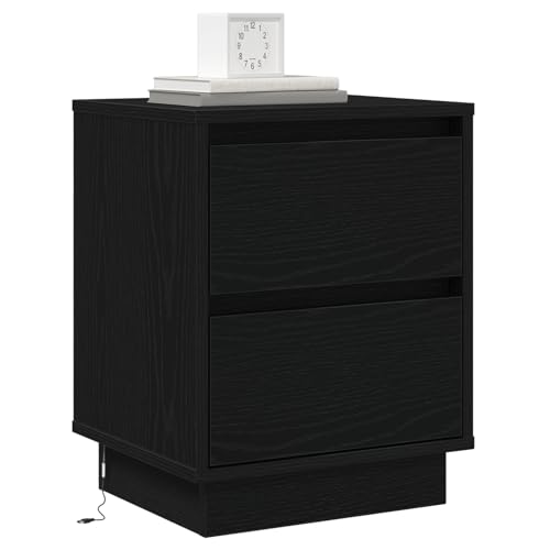 Vopese Nachttisch mit LED Lichtern Schwarz 39x34,5x50 cm Nachtschrank Model869612 von Vopese
