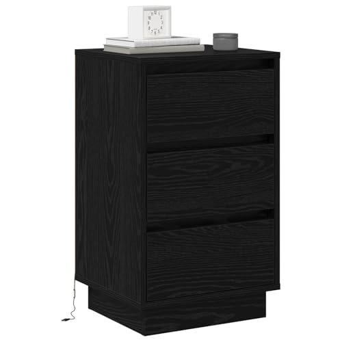 Vopese Nachttisch mit LED Schwarze Eiche 39x34,5x65 cm Holzwerkstoff Nachtschrank Model869627 Vopese Nachttisch mit LED Schwarze Eiche 39x34,5x65 cm Holzwerkstoff Nachtschrank Model869627 von Vopese