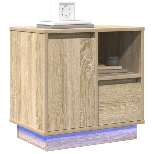 Vopese Nachttisch mit LED Sonoma Eiche 50x34,5x50 cm Nachtschrank Model869582 von Vopese