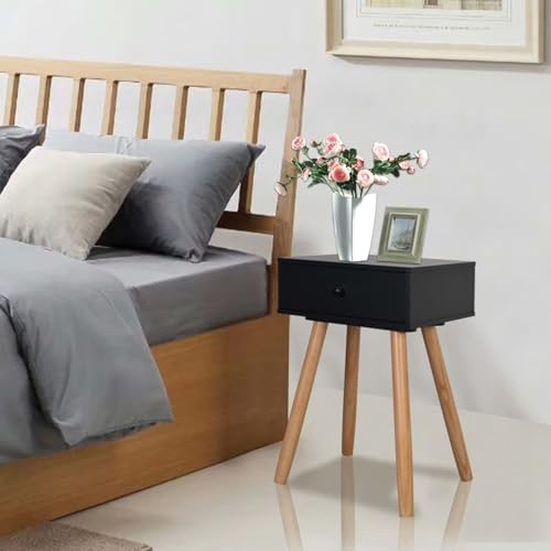 Vopese Nachttische 2 STK. Massivholz Kiefer 40x30x61 cm Schwarz Nachttisch Model244741 von Vopese
