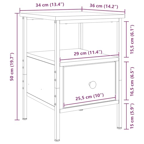 Vopese Nachttische 2 Stück Schwarze Eiche 34x36x50 cm Holzwerkstoff Nachtschrank Model862924 von Vopese