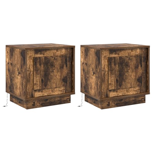 Vopese Nachttische mit LED-Lichtern 2 Stück Geräucherte Eiche 44x34,5x45 cm Nachtschrank Model869571 Vopese Nachttische mit LED-Lichtern 2 Stück Geräucherte Eiche 44x34,5x45 cm Nachtschrank Model869571 von Vopese