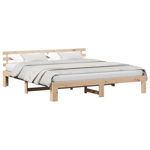 Vopese Natürliches Kiefer Holz Bettgestell 180 x 200 cm Minimalistisch Massivholz Bettgestell Model872599 von Vopese
