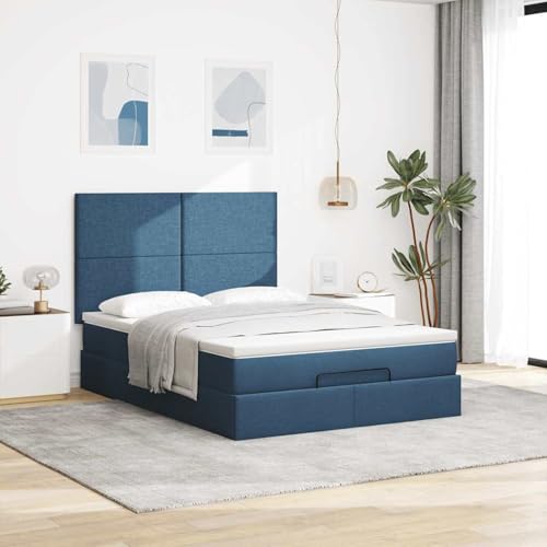 Vopese Ottoman-Bett mit Matratze Blau 140x200 cm Stoff Hausbett Model3313084 von Vopese