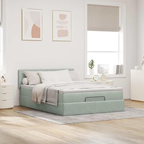 Vopese Ottoman-Bett mit Matratze Hellgrau 140x200 cm Samt Hausbett Model3311777 Vopese Ottoman-Bett mit Matratze Hellgrau 140x200 cm Samt Hausbett Model3311777 von Vopese