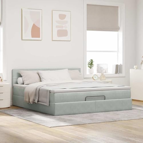 Vopese Ottoman-Bett mit Matratze Hellgrau 160x200 cm Samt Hausbett Model3311783 Vopese Ottoman-Bett mit Matratze Hellgrau 160x200 cm Samt Hausbett Model3311783 von Vopese