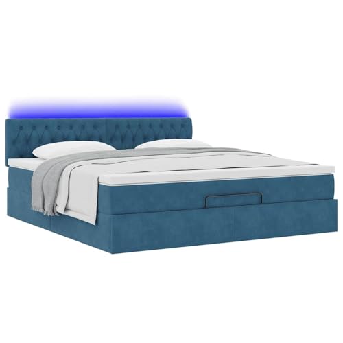 Vopese Ottoman-Bett mit Matratze & LEDs Dunkelblau 180x200 cm Samt Hausbett Model3312714 von Vopese