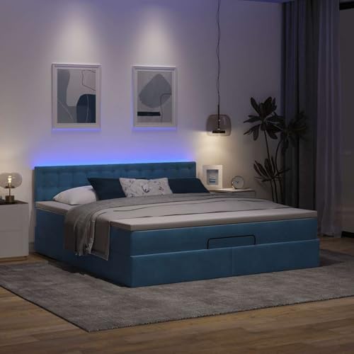 Vopese Ottoman-Bett mit Matratze & LEDs Dunkelblau 180x200 cm Samt Hausbett Model3312786 Vopese Ottoman-Bett mit Matratze & LEDs Dunkelblau 180x200 cm Samt Hausbett Model3312786 von Vopese