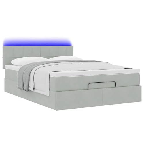 Vopese Ottoman-Bett mit Matratze & LEDs Hellgrau 140x200 cm Samt Hausbett Model3312626 Vopese Ottoman-Bett mit Matratze & LEDs Hellgrau 140x200 cm Samt Hausbett Model3312626 von Vopese