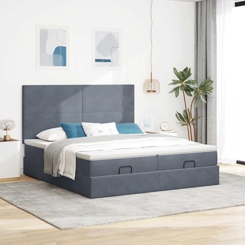 Vopese Ottoman-Bett mit Matratzen Dunkelgrau 160x200 cm Samt Hausbett Model3313749 von Vopese