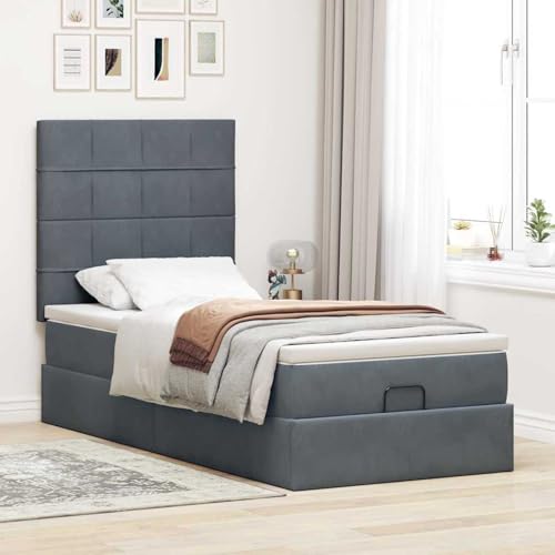 Vopese Ottoman-Bett mit Matratzen Dunkelgrau 80x200 cm Samt Hausbett Model3313434 von Vopese
