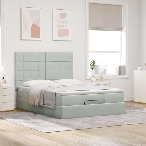 Vopese Ottoman-Bett mit Matratzen Hellgrau 140x200 cm Samt Hausbett Model3313475 von Vopese