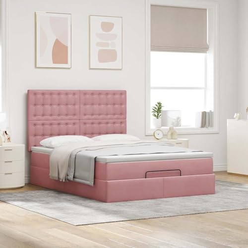 Vopese Ottoman-Bett mit Matratzen Rosa 140x200 cm Samt Hausbett Model3313624 von Vopese