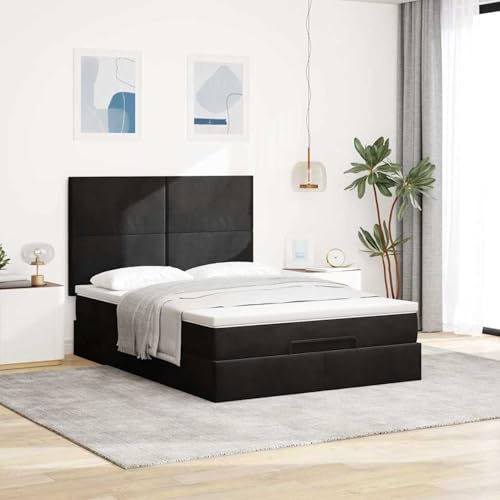 Vopese Ottoman-Bett mit Matratzen Schwarz 140x200 cm Samt Hausbett Model3313405 von Vopese
