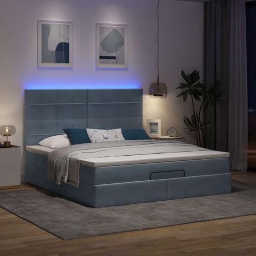 Vopese Ottoman-Bett mit Matratzen & LEDs Dunkelgrau 160x200 cm Samt Hausbett Model3314331 von Vopese