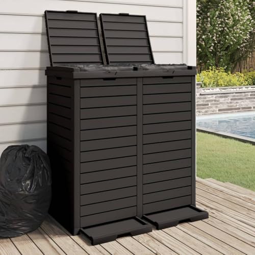 Vopese Outdoor-Mülltonne Schwarz 78x41x86 cm Polypropylen Mülleimer Model364173 von Vopese