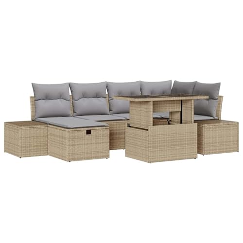 Vopese Outdoor-Sitzset Beige Poly-Rattan Modular 100x55x73 cm für Garten Terrasse Balkon Model3359877 von Vopese