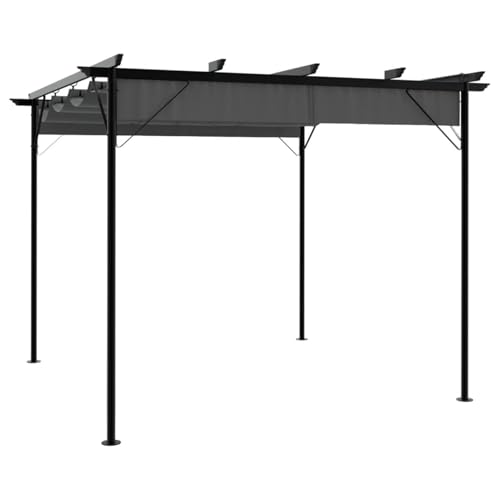 Vopese Pergola mit Ausziehbarem Dach Anthrazit 3x3 m Stahl 180 g/m² Outdoor Model312226 von Vopese