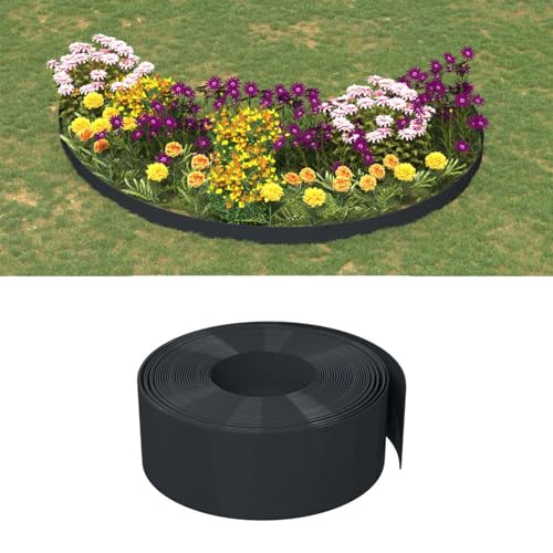 Vopese Rasenkante Schwarz 10 m 20 cm Polyethylen Beetumrandung Garten Model154400 von Vopese