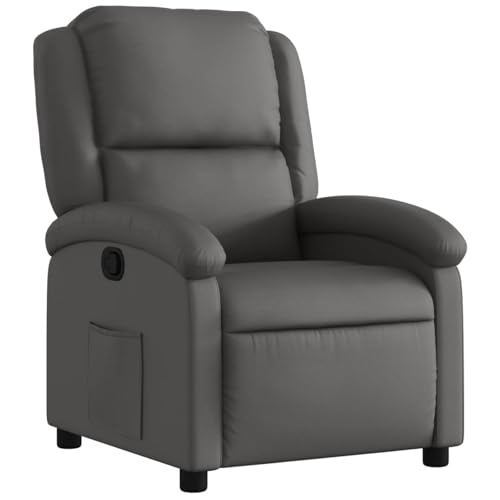 Vopese Relaxsessel Grau Echtleder Loungesessel Model3205470 von Vopese