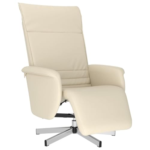 Vopese Relaxsessel mit Fußteil Creme Kunstleder Loungesessel Model356641 von Vopese