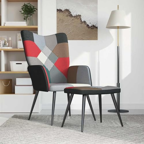 Vopese Relaxsessel mit Hocker Patchwork Stoff Loungesessel Model328198 von Vopese