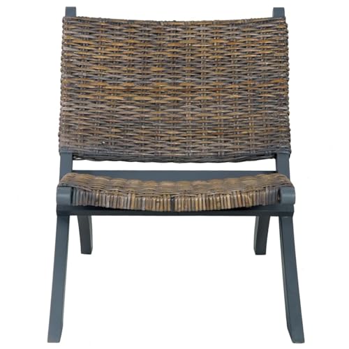 Vopese Relaxstuhl Grau Natur Kubu-Rattan und Massivholz Mahagoni Loungesessel Model285801 von Vopese
