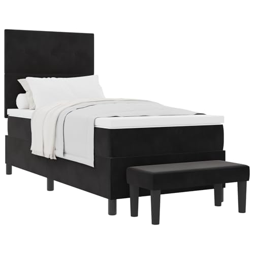 Vopese Schickes Boxspringbett 100x200cm, schwarzes Velours, inkl. Matratze & Bank - Montage简易 Vopese Schickes Boxspringbett 100x200cm, schwarzes Velours, inkl. Matratze & Bank - Montage简易 von Vopese