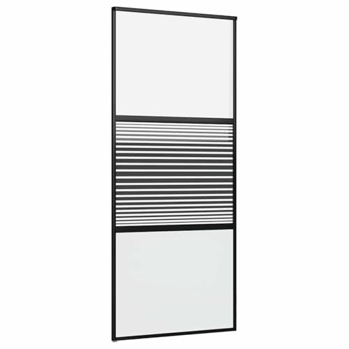 Vopese Schiebetür Schwarz 90 x 205 cm Gehärtetes Glas, Aluminium Schiebetür Model42012461 von Vopese