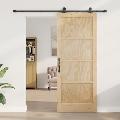 Vopese Schiebetür mit Hardware Set 86 x 211 cm aus solidem Kiefernholz, Innentür 'ORKDAL'86 x 211 x 4 cm aus solidem Kiefernholz Schwingtür Model3333372 von Vopese
