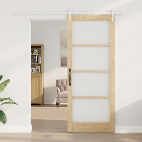 Vopese Schiebetür mit Hardware-Set 86x211 cm aus massivem Holz, Innentür mit Glas 'ORKDAL'86x211x4 cm aus massivem Holz Schwingtür Model3332425 von Vopese