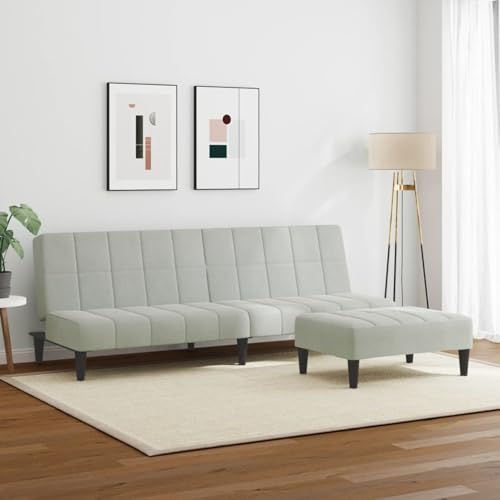 Vopese Schlafsofa 2-Sitzer mit Fußhocker Hellgrau Samt Schlafcouch Model3258127 Vopese Schlafsofa 2-Sitzer mit Fußhocker Hellgrau Samt Schlafcouch Model3258127 von Vopese