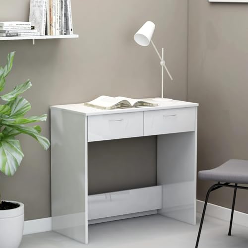 Vopese Schreibtisch Hochglanz-Weiß 80x40x75 cm Holzwerkstoff Gaming Tisch Model801361 von Vopese