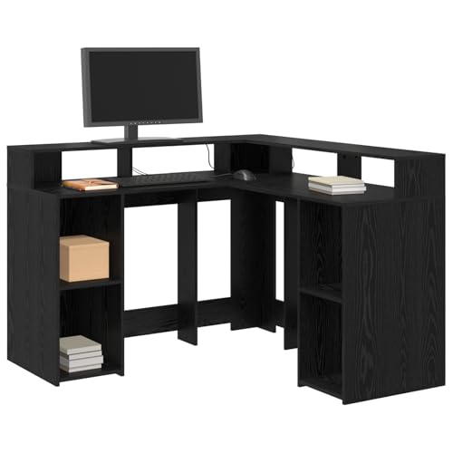 Vopese Schreibtisch Schwarz-Eiche 130x130x91 cm Holzwerkstoff Computertisch Model3365617 von Vopese
