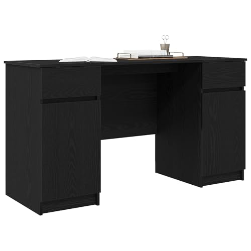 Vopese Schreibtisch Schwarz Eiche 140x49x76 cm Holzwerkstoff Computertisch Model3328508 von Vopese