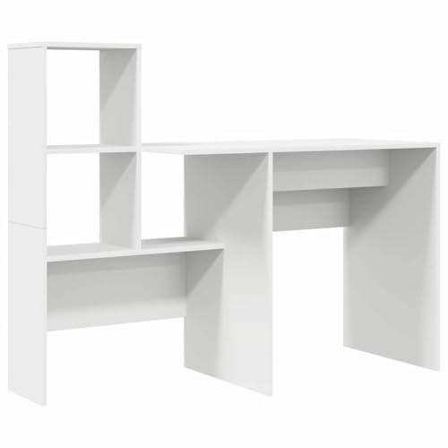 Vopese Schreibtisch mit Regal Weiß 131,5 x 50 x 106,5 cm Holzwerkstoff Schreibtisch Model869298 von Vopese