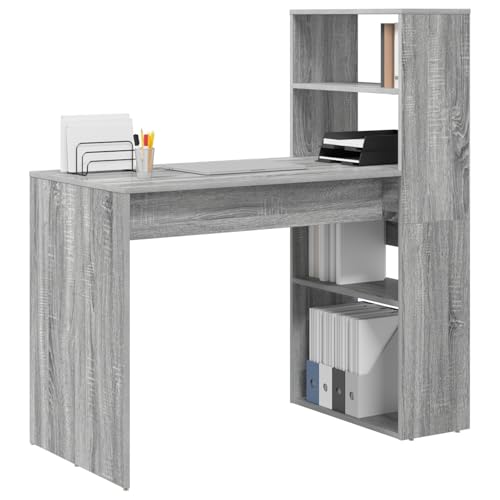 Vopese Schreibtisch mit Stauraum Grauer Sonoma 113x54x120 cm Holzwerkstoff Computertisch Model869279 von Vopese
