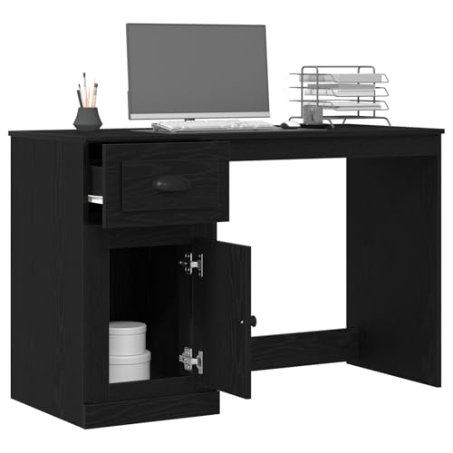 Vopese Schreibtisch mit Stauraum Schwarze Eiche 50x115x75 cm Spanplatte Computertisch Model862824 von Vopese