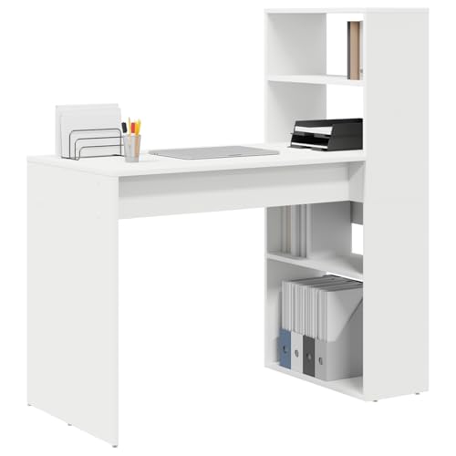 Vopese Schreibtisch mit Stauraum Weiß 113x54x120 cm Holzwerkstoff Computertisch Model869274 von Vopese