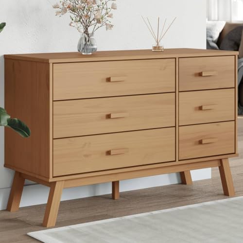 Vopese Schubladenschrank Olden Braun Massivholz Kiefer Kommode Model358591 von Vopese