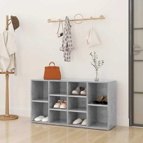 Vopese Schuhbank Betongrau 103x30x55 cm Holzwerkstoff Schuhwechselbank Model803294 von Vopese