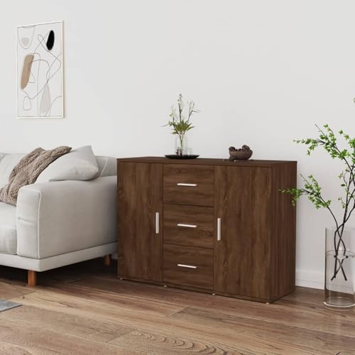 Vopese Sideboard Braun Eichen-Optik 91x29,5x65 cm Holzwerkstoff Anrichte Model823349 von Vopese